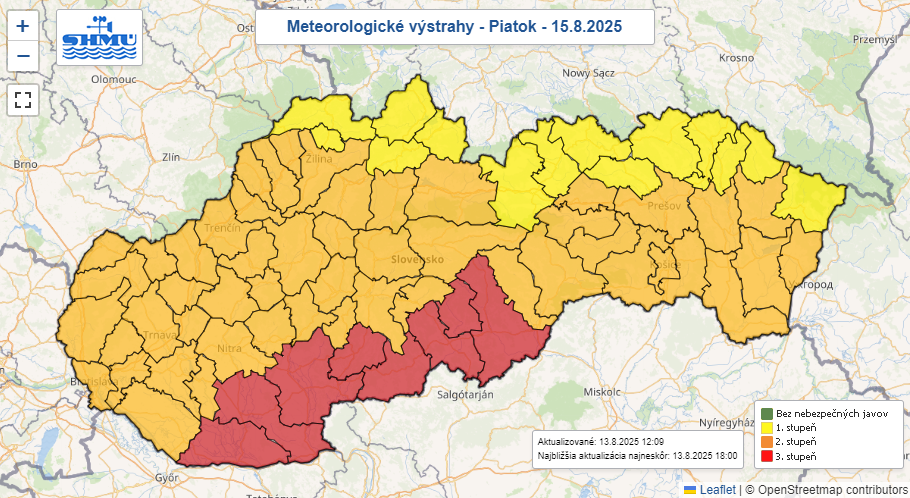 Mapa vÃƒÂ½strah na Slovensku.