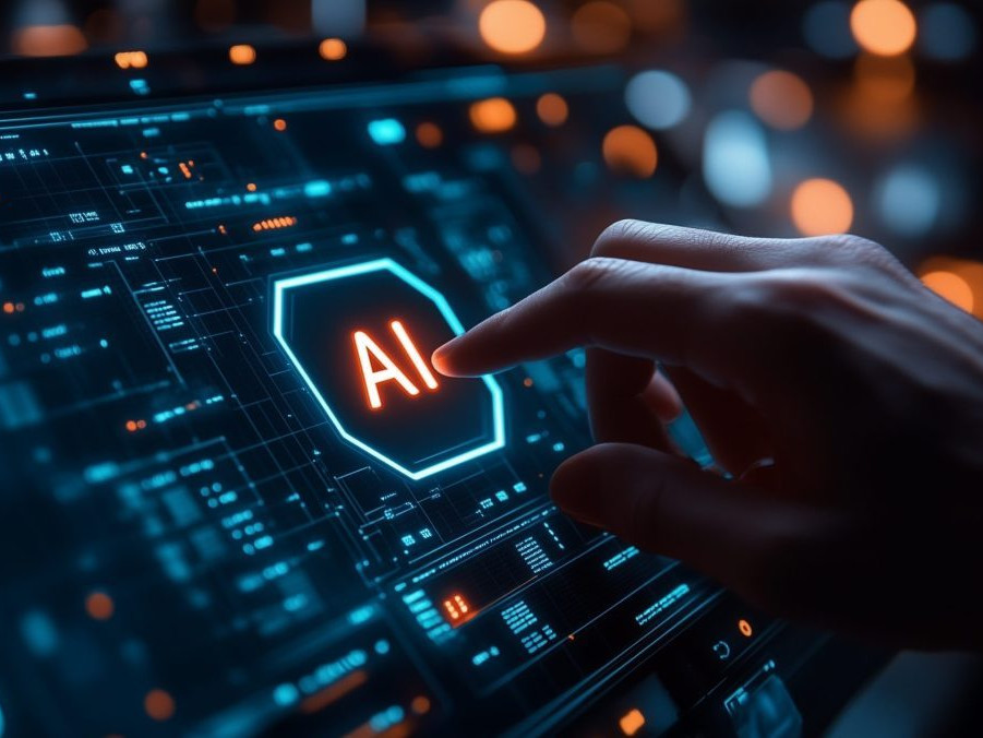 ruka ukazuje na počítač