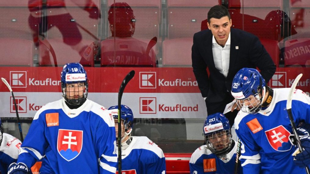 Na snímke slovenskí hokejisti na