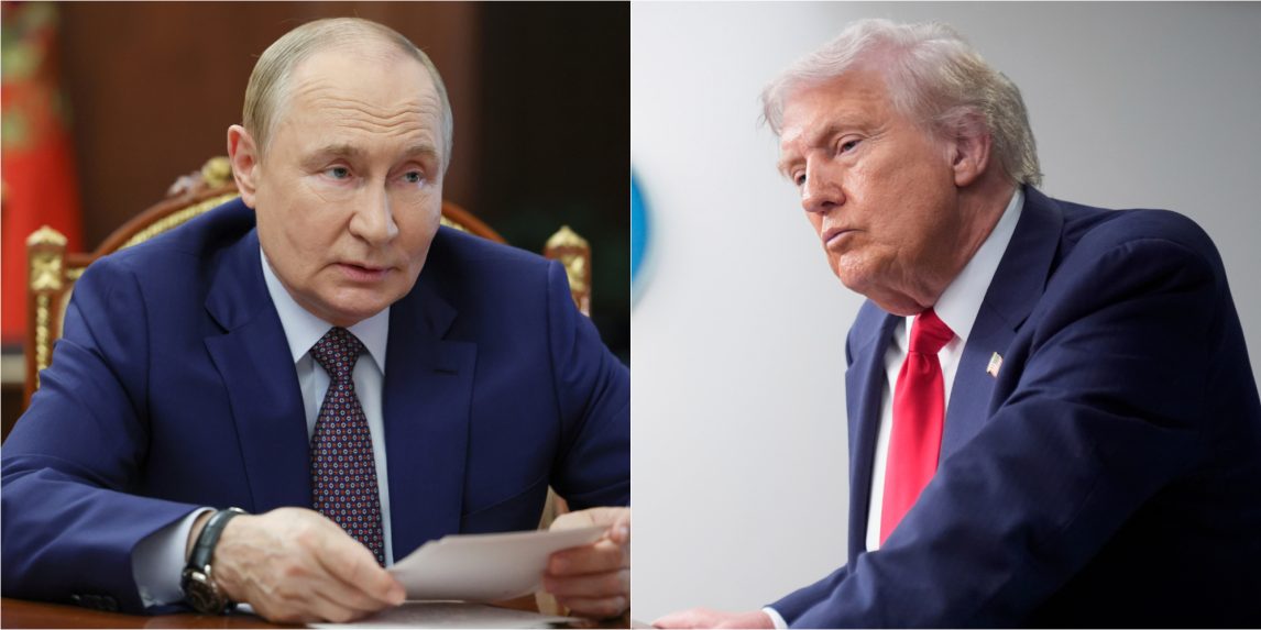 Na snímke Vladimir Putin a Donald Trump.
