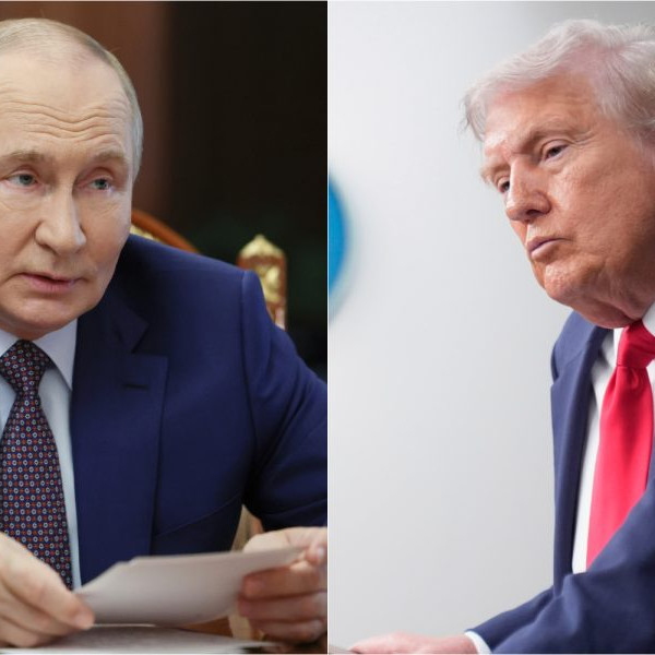Na snímke Vladimir Putin a Donald Trump.