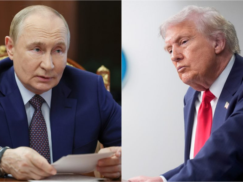 Na snímke Vladimir Putin a Donald Trump.