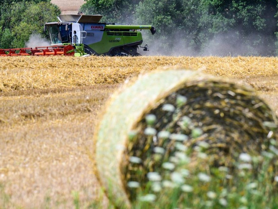 Na ilustračnej snímke kombajn na poli.