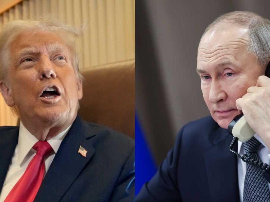 Zľava prezident USA Donald Trump a ruský prezident Vladimir Putin.