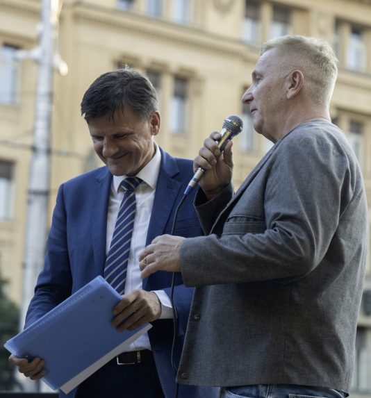 Na snímke protest v Bratislave.