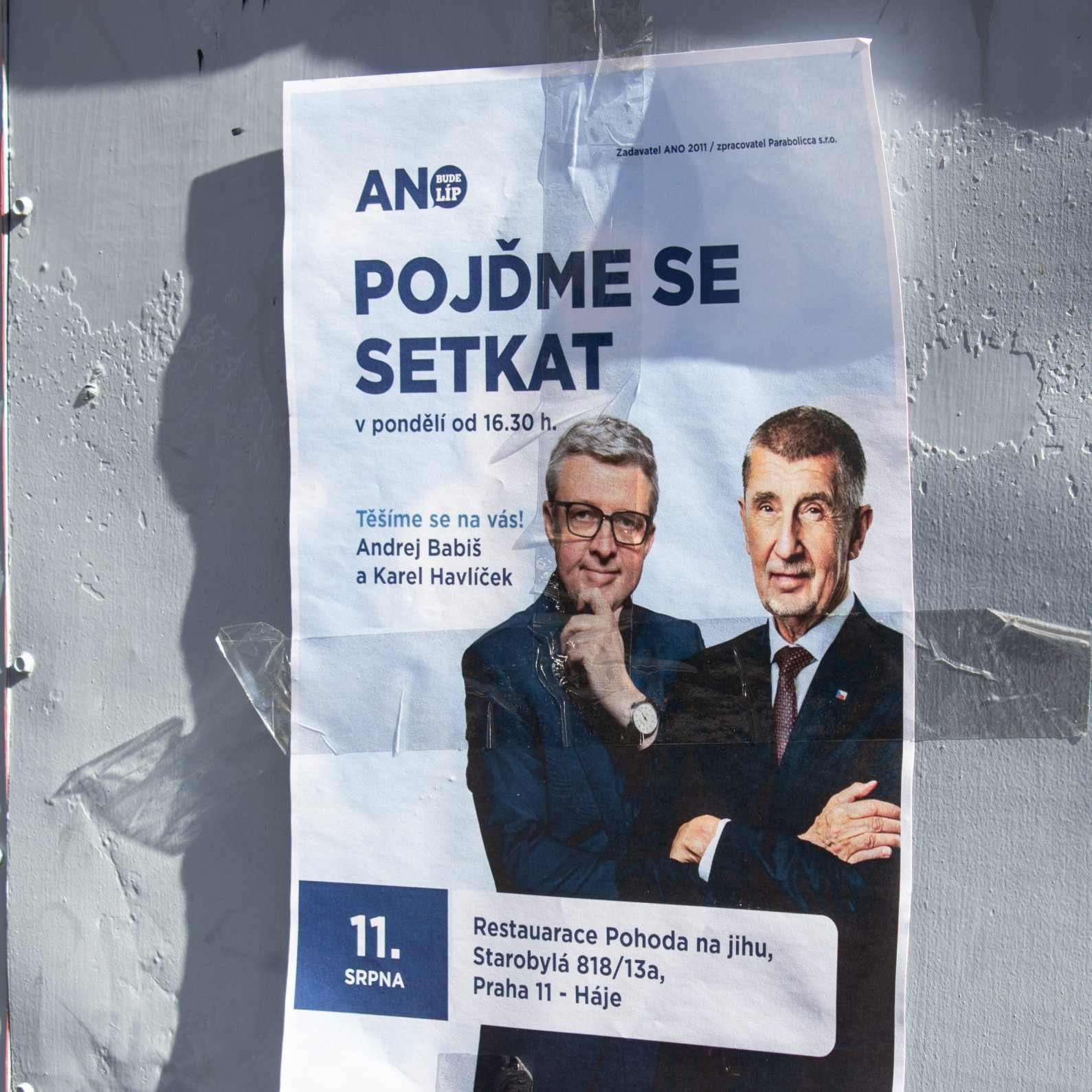 Karel Havlíček a Andrej Babiš na predvolebnom plagáte
