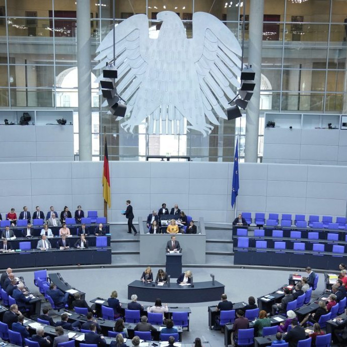 Zasadnutie nemeckého parlamentu Bundestag.