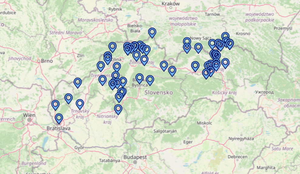 Na snímke mapa ohnísk na Slovensku.