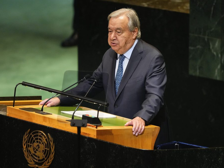 Generálny tajomník OSN António Guterres reční počas rozpravy na 80. zasadnutí Valného zhromaždenia Organizácie Spojených národov (OSN) v New Yorku.
