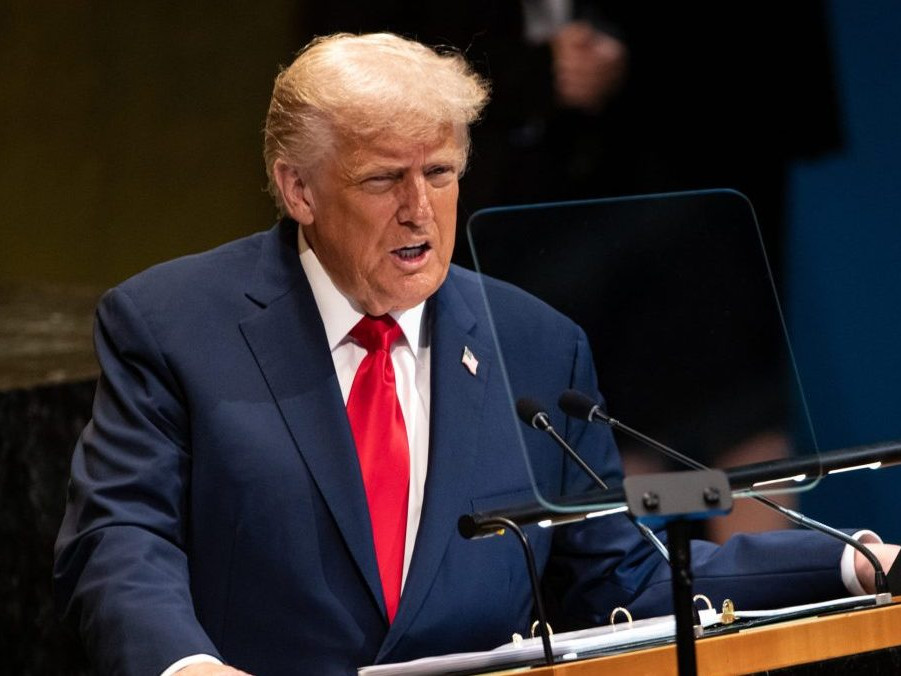 Americký prezident Donald Trump reční počas rozpravy na 80. zasadnutí Valného zhromaždenia OSN.