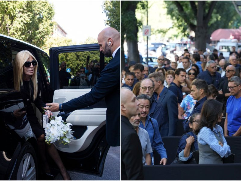 FOTO: Verejnosť sa lúči s návrhárom Giorgiom Armanim. Ulicu pred sídlom značky zaplnili stovky ľudí