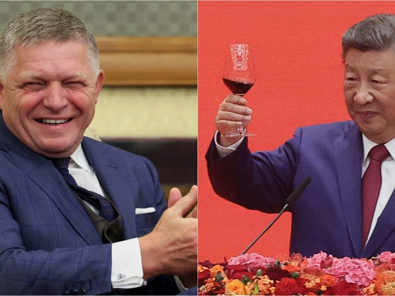 Na snímke Robert Fico a Si Ťin-Pching.