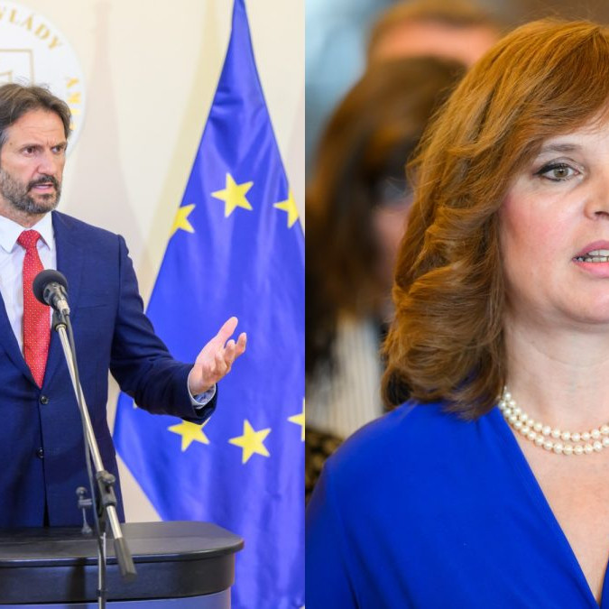 Na snímke Robert Kaliňák (Smer-SD) a Veronika Remišová (Slovensko, Za ľudí, KÚ).