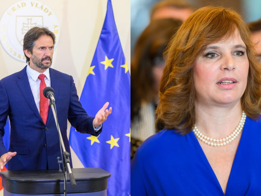 Na snímke Robert Kaliňák (Smer-SD) a Veronika Remišová (Slovensko, Za ľudí, KÚ).