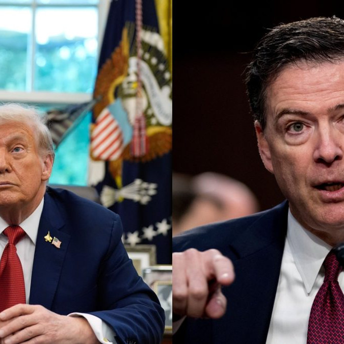 Na snímke americký prezident Donald Trump a bývalý šéf FBI James Comey.