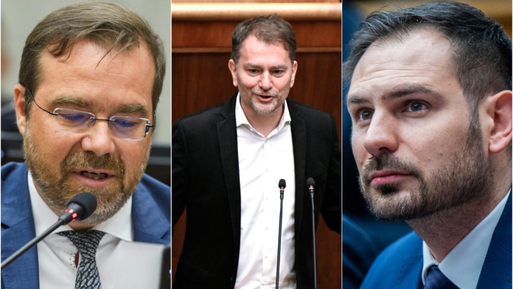 Na snímke Marek Krajčí, Igor Matovič a Rastislav Krátky.