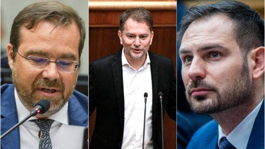 Na snímke Marek Krajčí, Igor Matovič a Rastislav Krátky.
