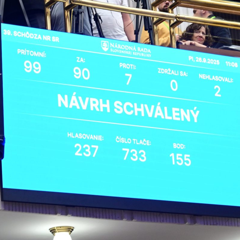 Výsledok hlasovania o novele Ústavy SR.