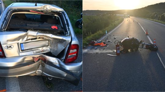 Na snímke miesto dopravnej nehody.