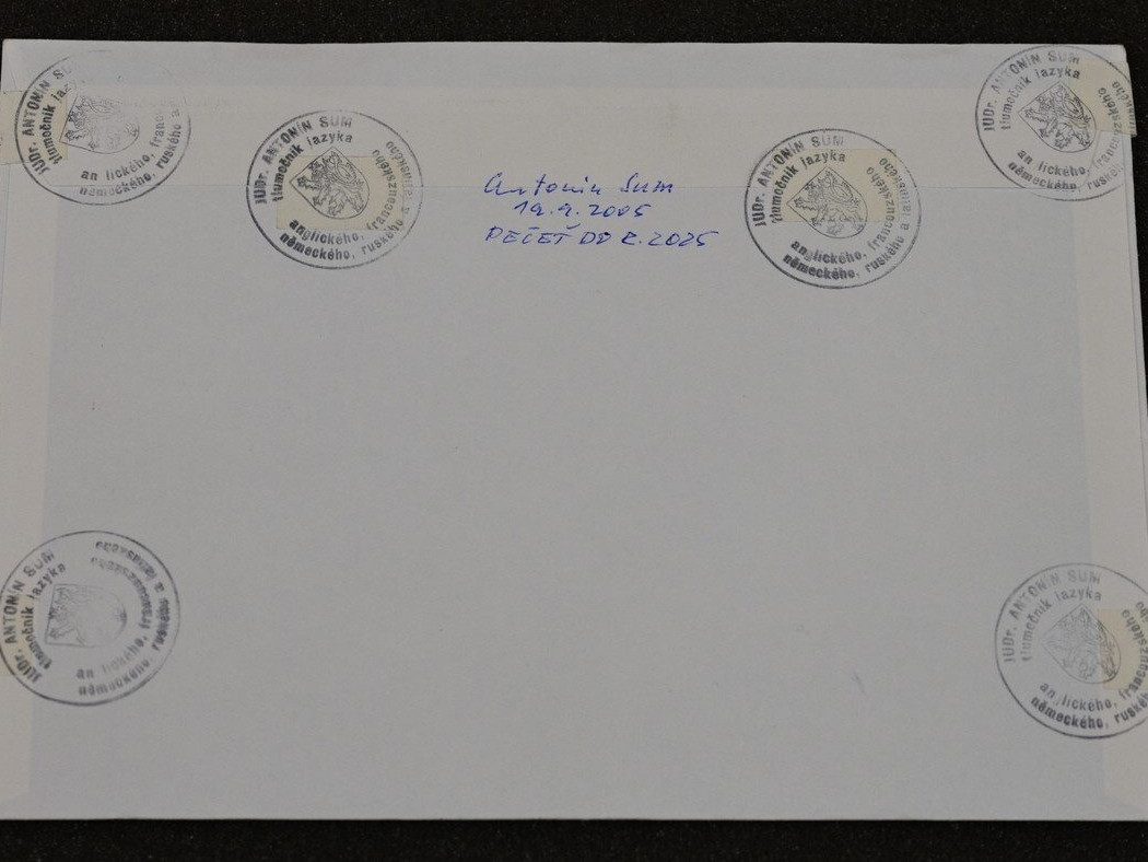 Obálka s odkazom prvého československého prezidenta Tomáša Garrigua Masaryka.