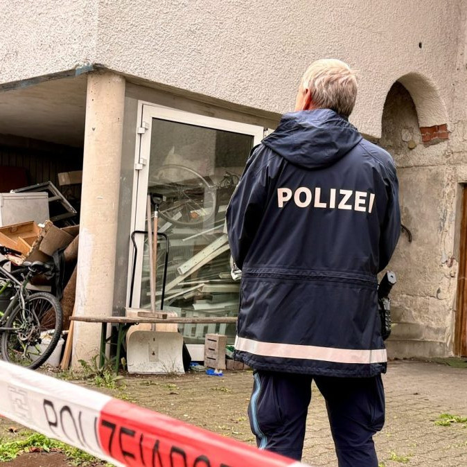 polícia pred bytovkou vo Viedni