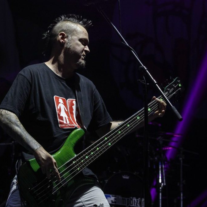 Na archívnej snímke basgitarista skupiny Limp Bizkit Sam Rivers.