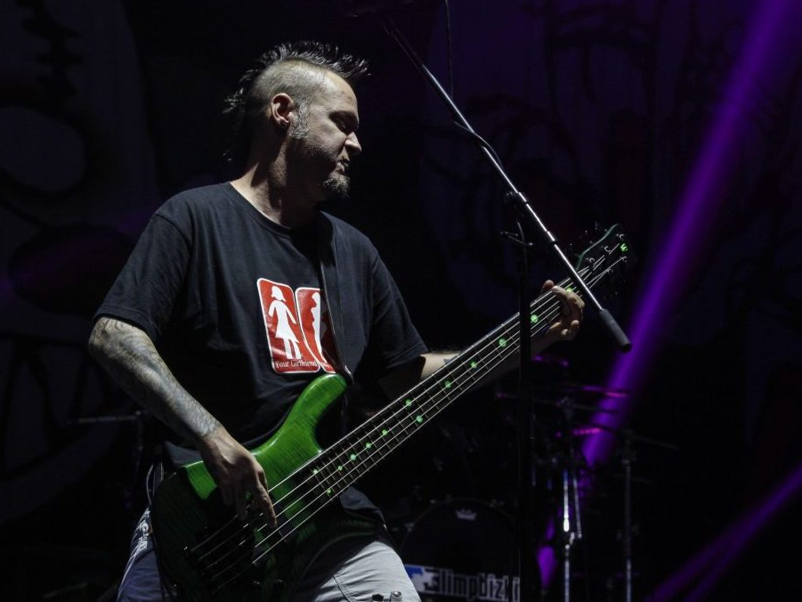 Na archívnej snímke basgitarista skupiny Limp Bizkit Sam Rivers.