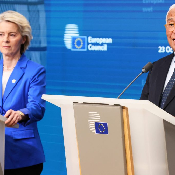 Na snímke sú predsedníčka Európskej komisie Ursula von der Leyen a predseda európskej rady António Costa.