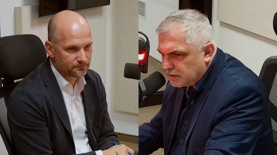 Na snímke Gábor Grendel a Roman Michelko.