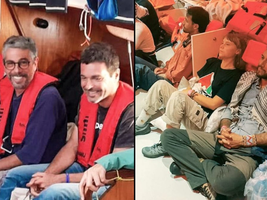 Na snímke Greta Thunbergová a ďalší aktivisti, ktorých Izrael zadržal.