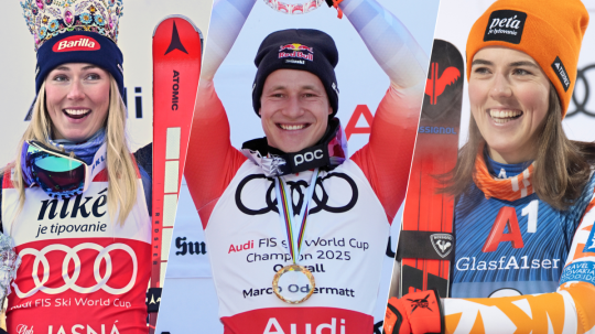 Mikaela Shiffrinová, Marco Odermatt a Petra Vlhová.