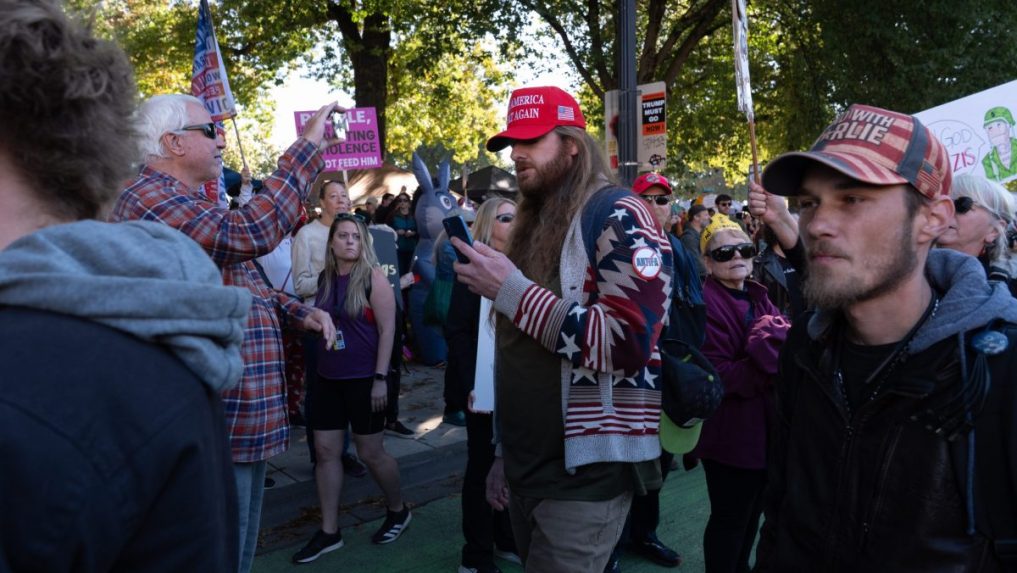 Na snímke protest v USA pod názvom No kings (Žiadni králi).