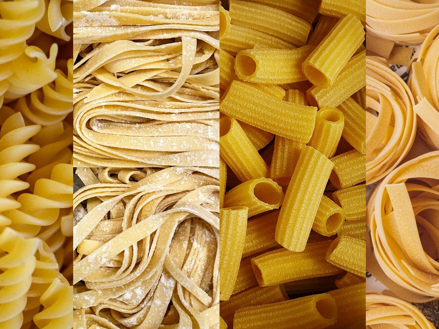 Na snímke štyri druhy cestovín.