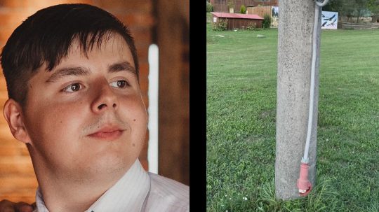 Na snímke Dávid a elektrický stĺp, ktorý sa mu stal osudným.