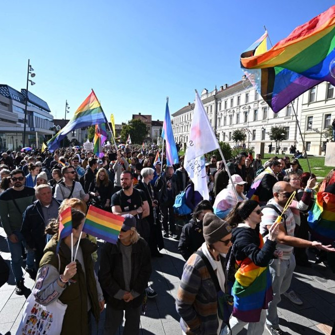 Zakázaný pochod Pride v Pécsi.