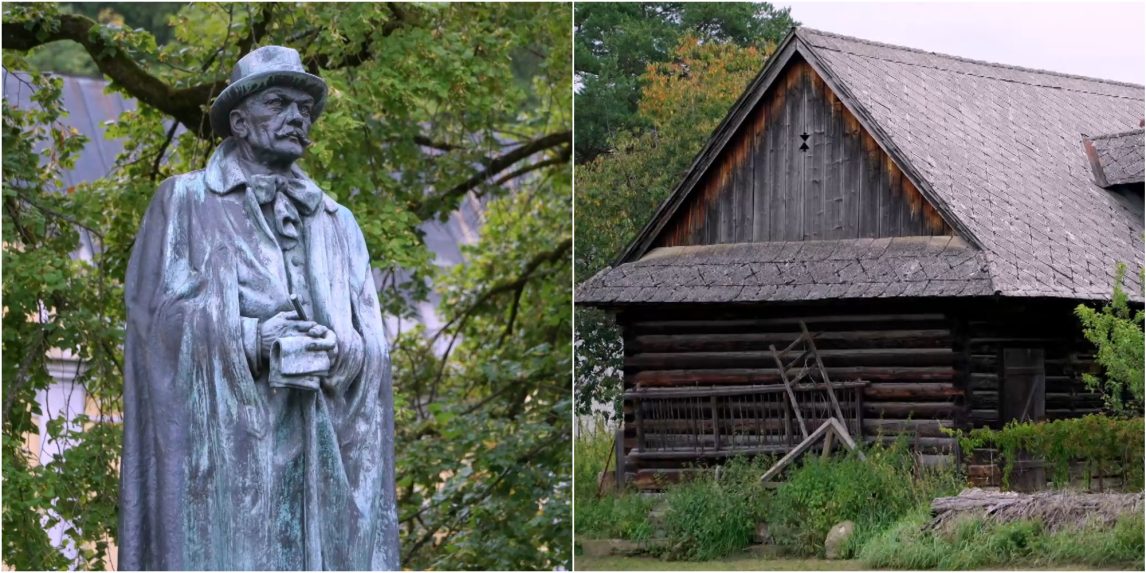 Na snímke socha Pavla Országha Hviezdoslava a dom vo Vyšnom Kubíne.