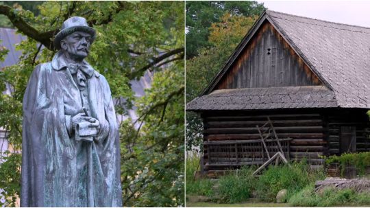 Na snímke socha Pavla Országha Hviezdoslava a dom vo Vyšnom Kubíne.