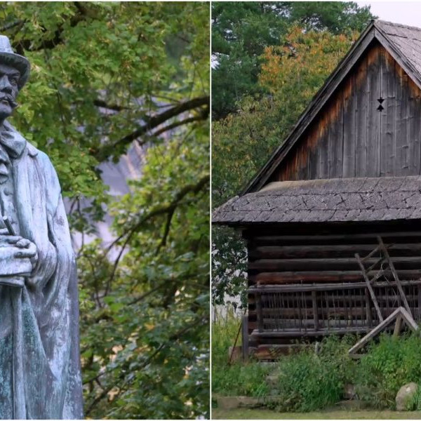 Na snímke socha Pavla Országha Hviezdoslava a dom vo Vyšnom Kubíne.