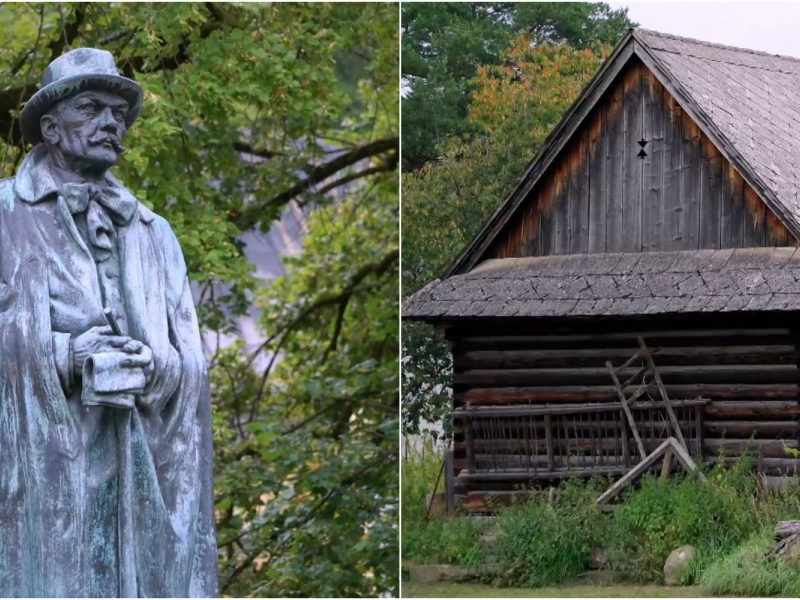 Na snímke socha Pavla Országha Hviezdoslava a dom vo Vyšnom Kubíne.