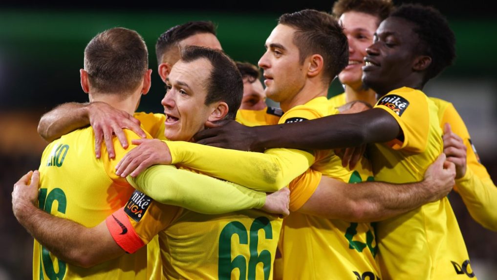 Radosť hráčov Žiliny z gólu v zápase proti FC Tatran Prešov.