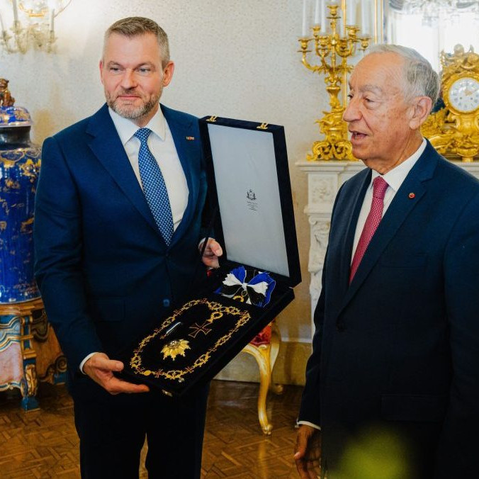 Na snímke prezident SR Peter Pellegrini a prezident Portugalska Marcelo Rebelo de Sousa.