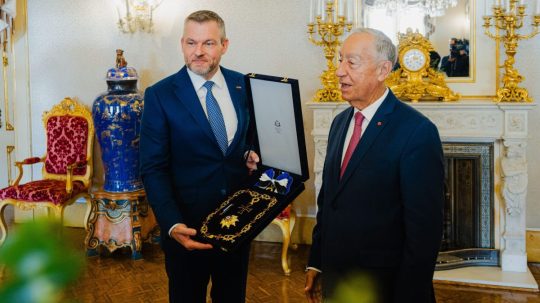 Na snímke prezident SR Peter Pellegrini a prezident Portugalska Marcelo Rebelo de Sousa.