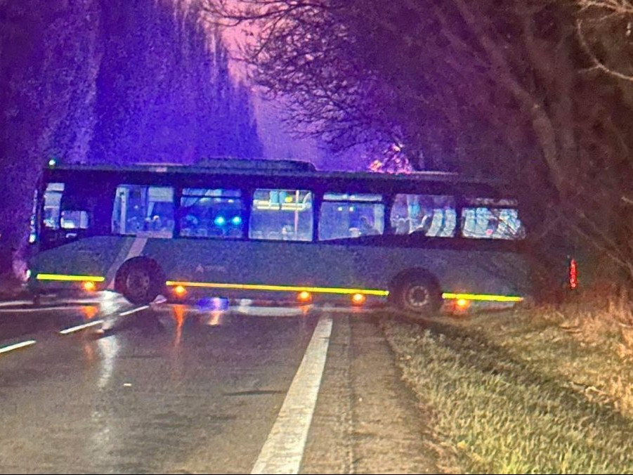 Snímka z miesta nehody pri obci Bučany.