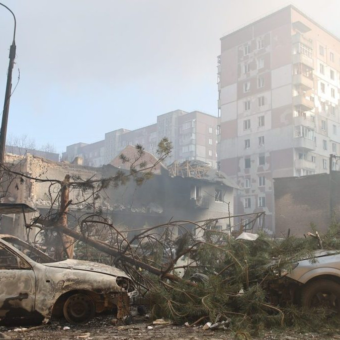 Na snímke zničený Ternopiľ.