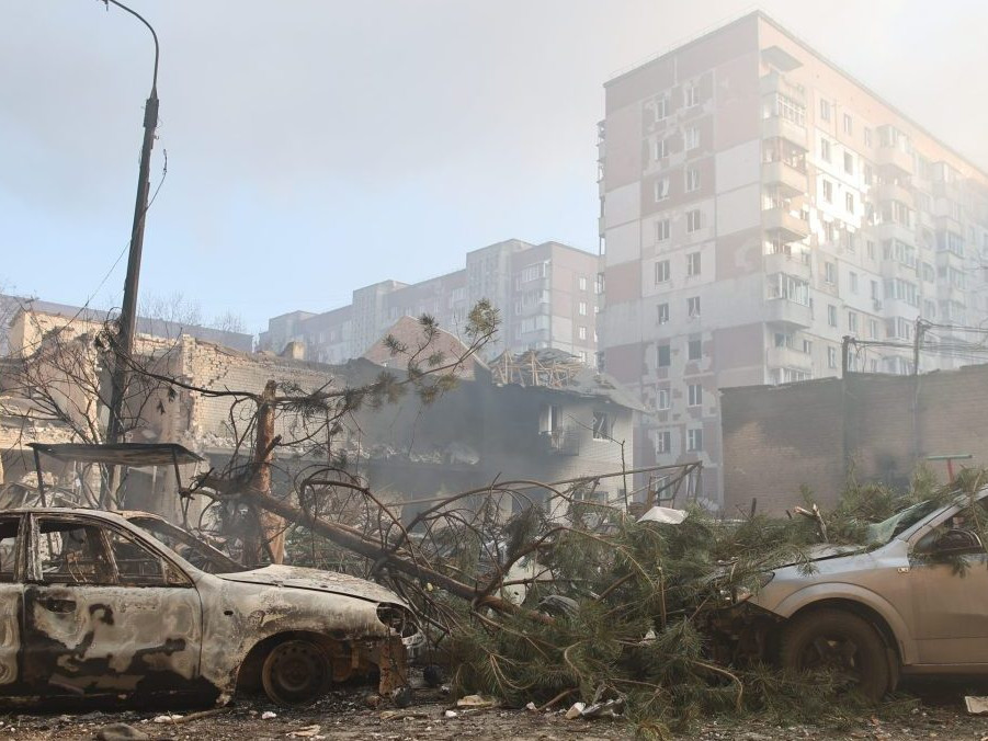 Na snímke zničený Ternopiľ.