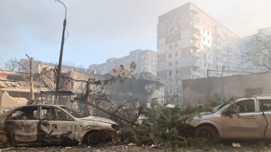 Na snímke zničený Ternopiľ.