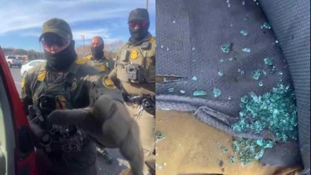 Federálni agenti mužovi rozbili okno na aute a násilím ho vytiahli.