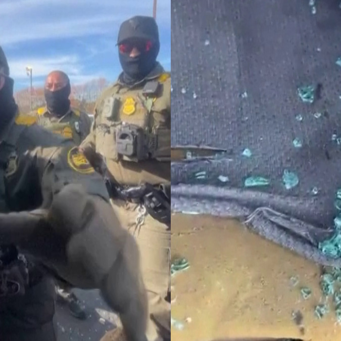 Federálni agenti mužovi rozbili okno na aute a násilím ho vytiahli.