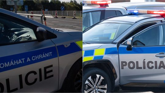 Na ilustračnej snímke policajné autá českej a slovenskej republiky.