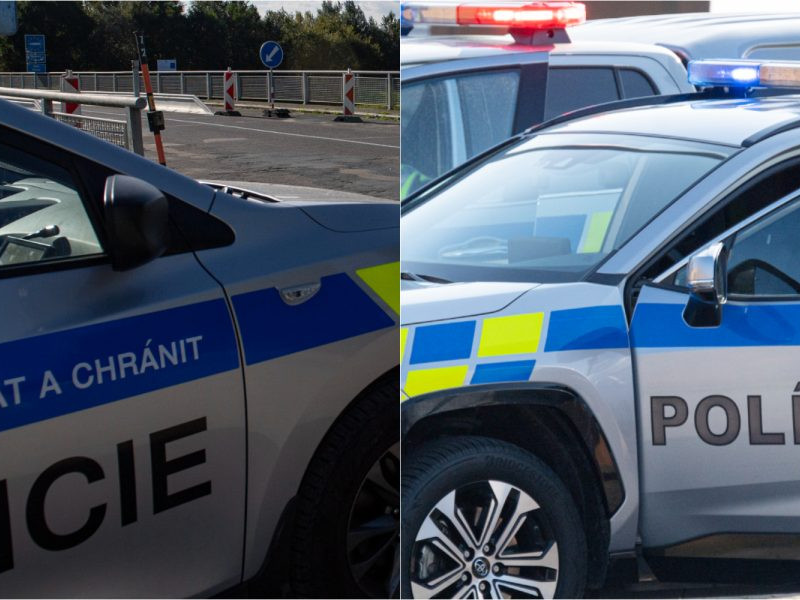 Na ilustračnej snímke policajné autá českej a slovenskej republiky.